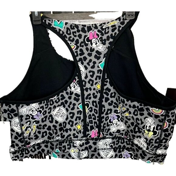Disney Torrid 1-XL Gray Zip Front Minnie Mouse Graphic Racerback Sports Bra - Picture 3 of 4